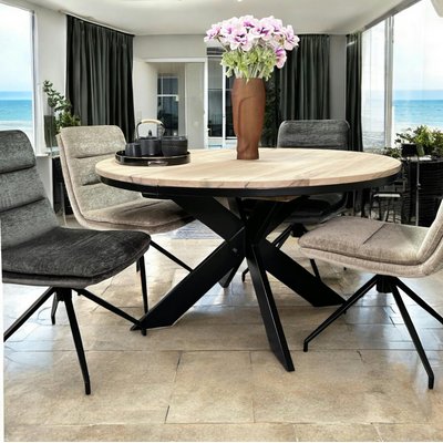 Table à manger ronde extensible en chêne blanc PALERME PIER IMPORT