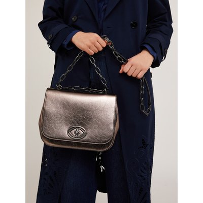Sac de taille moyenne en tissu lamé argenté MOTIVI