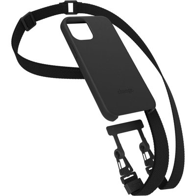 Etui avec cordon iPhone 14 Tour de cou noir WOODCESSORIES