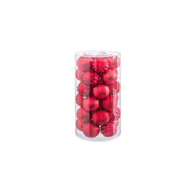 Set de 30 boules de Noël rouges mat, brillant, paillettes - 6cm WADIGA