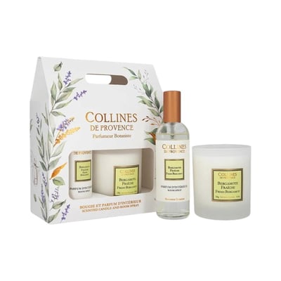 Parfum d'intérieur - Coffret parfum d'intérieur et bougie Bergamote Fraîche COLLINES DE PROVENCE