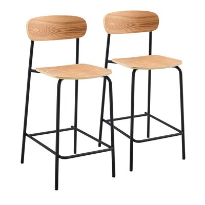 Lot de 2 chaises hautes en métal et bois, LILA OVIALA