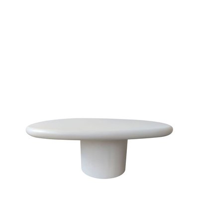 Table basse organique en fibre de ciment L80cm blanc - LUNA DRAWER