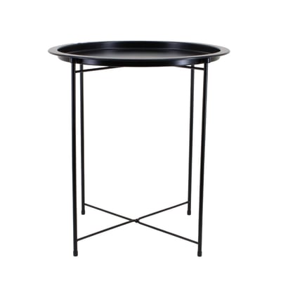 Bout de canapé rond en métal noir 47x50cm ORNAMI