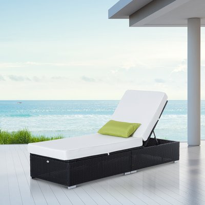 Bain de soleil transat grand confort 195L x 68l x 31H cm noir crème HOMCOM