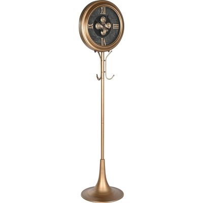 Horloge sur pied vintage dorée avec porte manteau élégant RECOLLECTION