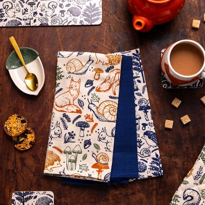Set of 3 Woodland Tea Towels PRICE & KENSINGTON