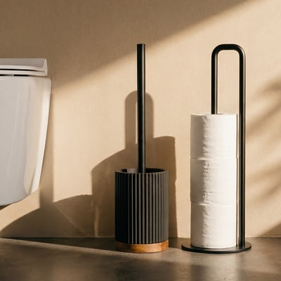 Brosse WC - Résine noire et bois - LAGO MAISON AUBERTIN