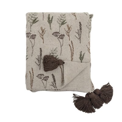 Plaid coton recyclé imprimé fleurs  Pyle BLOOMINGVILLE