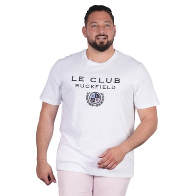 T-shirt en coton blanc uni pourvu de manches courtes et d'un col rond RUCKFIELD