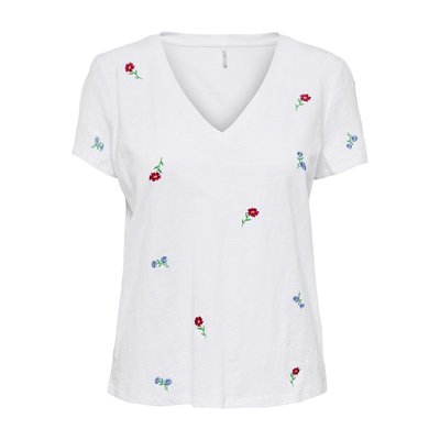 T-shirt scollo a V, ricamata ONLY