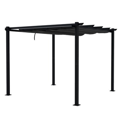 Tonnelle/Pergola, aluminium, 3x3m, toile coulissante, BERCY AVRIL PARIS