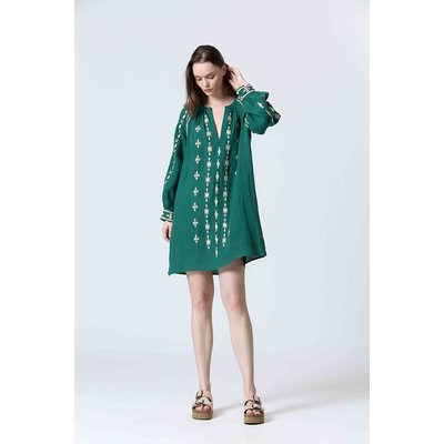 Robe courte à broderie ethnique SEE U SOON