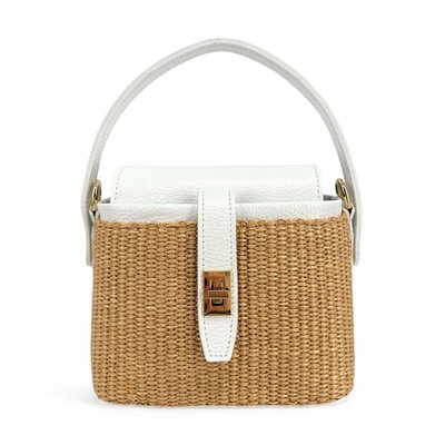 Mini-sac à main en cuir et raphia SIENNA OH MY BAG