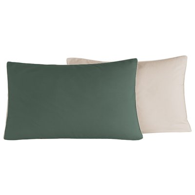 Lot de 2 taies d'oreiller bicolores en percale coton DOZMARY SENSEI MAISON