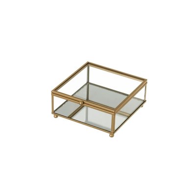Boîte à Bijoux en Métal Doré et Verre -13.5x14x6cm WADIGA