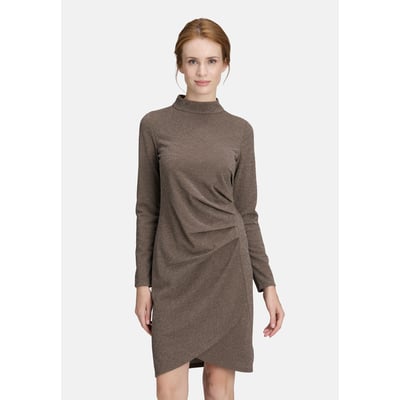 Robe De Cocktail Betty Barclay Taille 46 - Gris Clair, Lin/coton, Coupe Ajustée, Occasion Très Bon état
