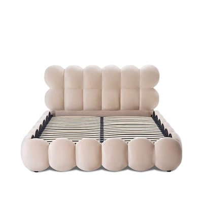 Lit coffre - Velours beige - MEGÈVE MAISON AUBERTIN