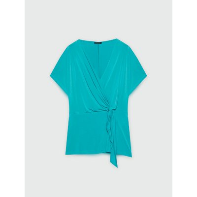 T-shirt croisé sur le devant et passant, découpe à la taille et manches courtes FIORELLA RUBINO