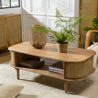 Table basse bois et rotin style exotique 120 cm MALAGA PIER IMPORT
