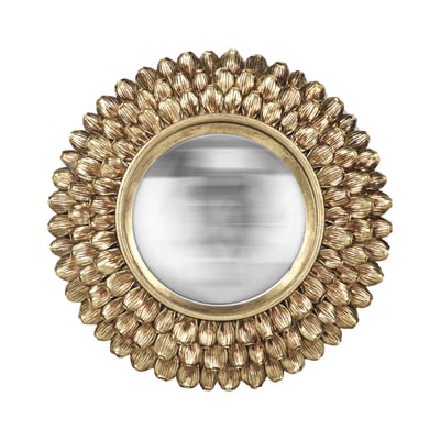 Miroir rond convexe avec contour pétales de fleurs 24cm EMDE