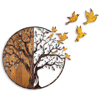 Décoration murale en métal et bois Arbre Modèle 4 HANAH HOME