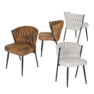 Lot de 4 chaise de salle à manger fauteuil style industriel, MILIANA MEUBLES COSY