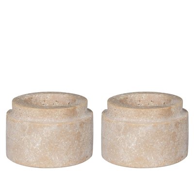 Bougeoir en travertin naturel (lot de 2) - style contemporain PIER IMPORT