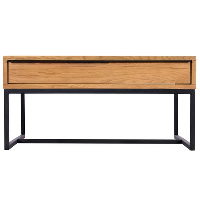 Table basse en chêne clair style contemporain 1 tiroirs 120x60cm pieds métal VOLGA PIER IMPORT