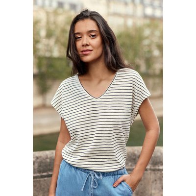 T-shirt manches courtes col v imprimé à rayures MARCELINA LA PETITE ETOILE