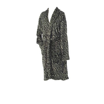 Peignoir col chale Leopard kaki EDEN