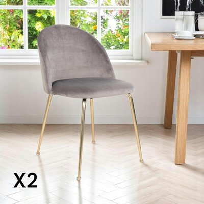 Chaise en velours gris à dossier rond (lot de 2) MONTREUX PIER IMPORT