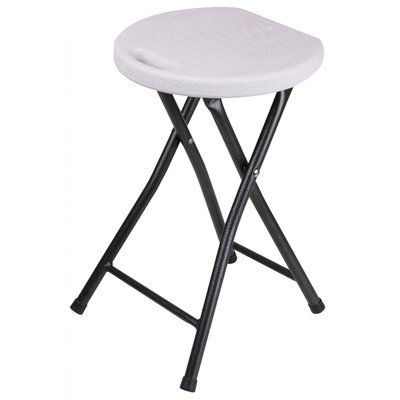 Tabouret réception pliable métal noir et plastique blanc  - 30x30x45cm SUNNYDAYS