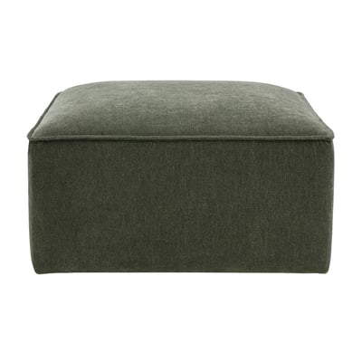 Pouf repose pieds en tissu effet velours vert kaki KERRY MILIBOO