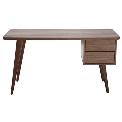 Bureau scandinave avec rangements 2 tiroirs en bois L140 cm FIFTIES MILIBOO