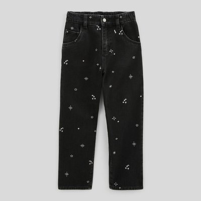 Jean mom à motifs brodé MONOPRIX