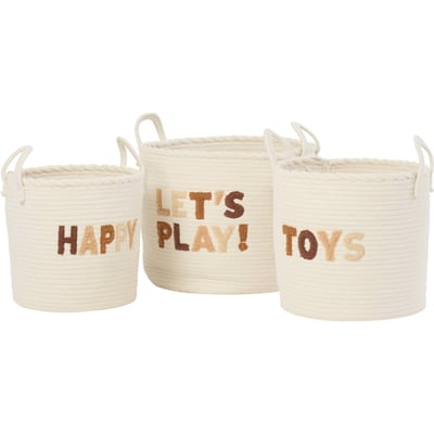 Set de 3 paniers enfant en coton brodé RECOLLECTION