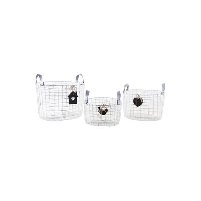 Corbeilles de rangement en métal blanc vieilli (lot de 3) Grands modèles AUBRY GASPARD