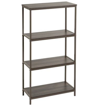 Étagère en bois et métal gris 4 plateaux 60x30x116cm WADIGA