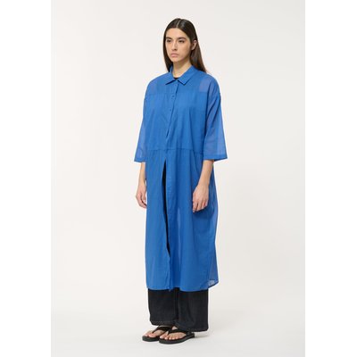 Chemise longue bleue en voile de coton fluide HUMILITY