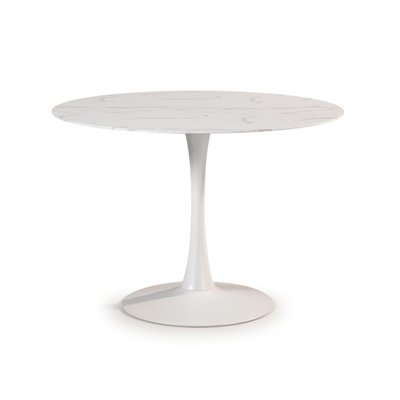 Table ronde avec plateau en verre imitation marbre  L110 cm - ADA CALICOSY