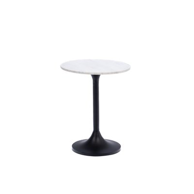 Bout de canapé tulipe en métal noir et marbre blanc D40 - ARGOS AMADEUS