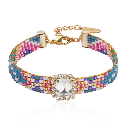 Bracelet réglable perles tissées cabochon central STRIPPY HIPANEMA