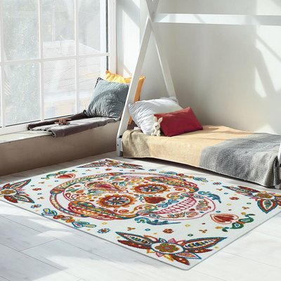 Tapis enfant tissé motif tête de mort SKULL HEAD UN AMOUR DE TAPIS