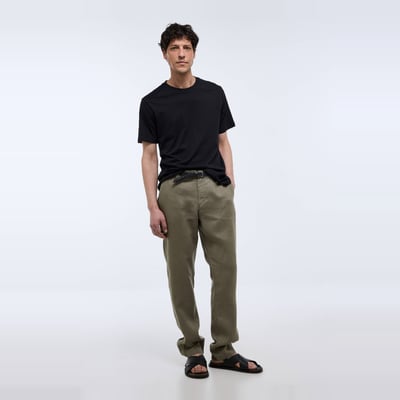 Pantalon boutonné en lin MONOPRIX