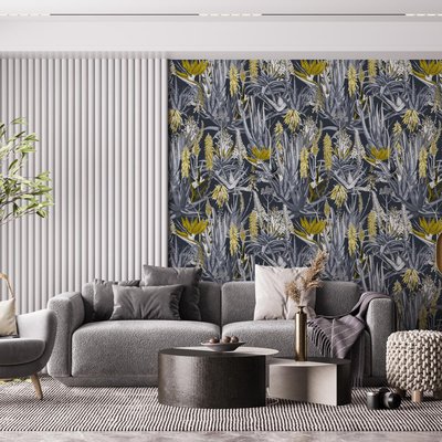 Papier peint tropical avec des plantes exotiques d'aloe vera - 510x260 cm (l x h) LA TOUCHE ORIGINALE