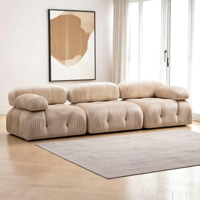 Canapé modulable 3 places - velours beige RONDA PIER IMPORT