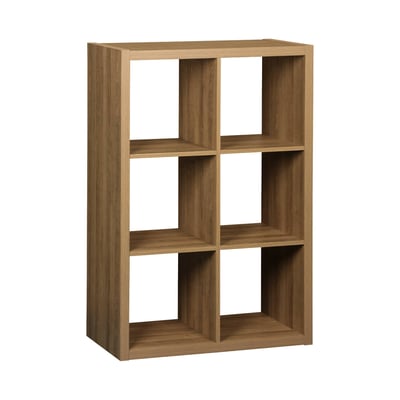 Etagère bibliothèque décor bois 2 niveaux 6 compartiments BASIKS SWEEEK