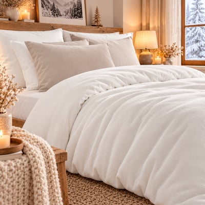 Housse de couette coton 57 fils en molleton flanelle TOUDOUX LINANDELLE