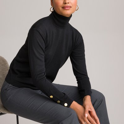 Pull col roulé, fine maille, laine mélangée ANNE WEYBURN